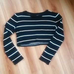 Forever 21 Crop Top Striped Sweater Sz M